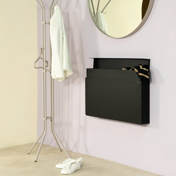 Črna kovinska preklopna/stenska omarica za čevlje 78x48x13 cm Luigi – Spinder Design-image-1