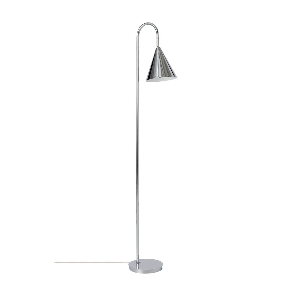 Kovinska stoječa svetilka z upogljivo konstrukcijo v sijajno srebrni barvi (višina 145 cm) Liam