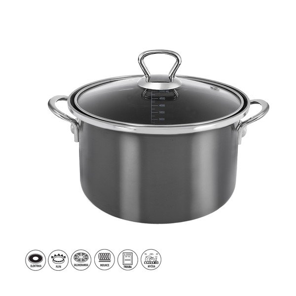 Lonec iz emajla s pokrovko 5 l Metalic – Orion-image-4