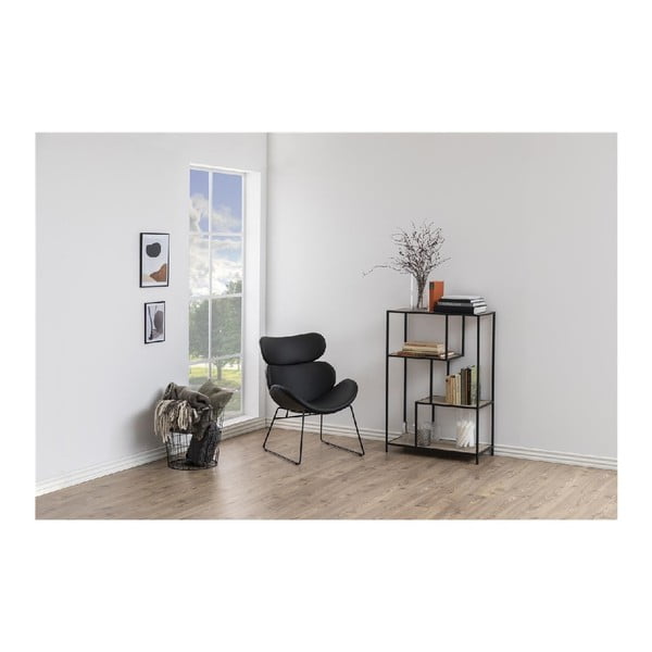 Črna knjižna omara iz dekorja hrasta 77x114 cm Seaford - Actona-image-1