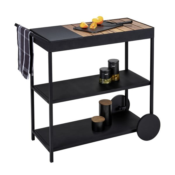 Servirni voziček na kolesih s ploščo iz akacije 40x80 cm Miro – Wenko-image-2