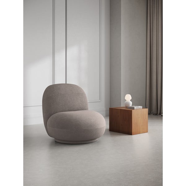 Bež fotelj iz tkanine bouclé Chuck – Micadoni Home-image-1