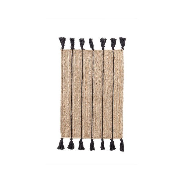 Črna/v naravni barvi ročno tkana preproga iz jute 60x90 cm Jalaja – Bizzotto
