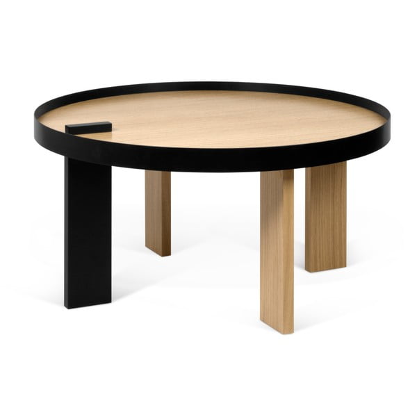 Kavna mizica iz hrastovega lesa s črnimi detajli TemaHome Bruno