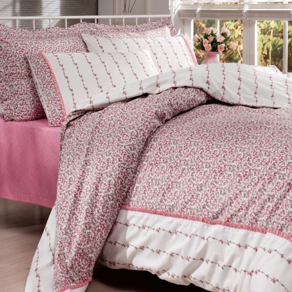 Komplet posteljnine in rjuh In Love Rosarium Pink, 200x220 cm