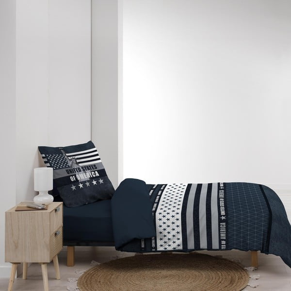 Temno modra enojna bombažna posteljnina 140x200 cm States – douceur d'intérieur-image-3