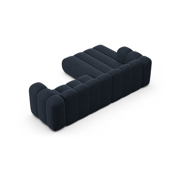 Temno modra kotna sedežna garnitura iz šenilje (levi kot/z ležalnikom) Lupine – Micadoni -image-3