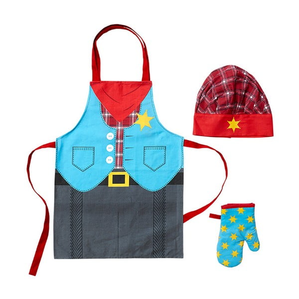 Ladelle Kavbojski predpasnik, klobuk in kuhinjske rokavice za otroke