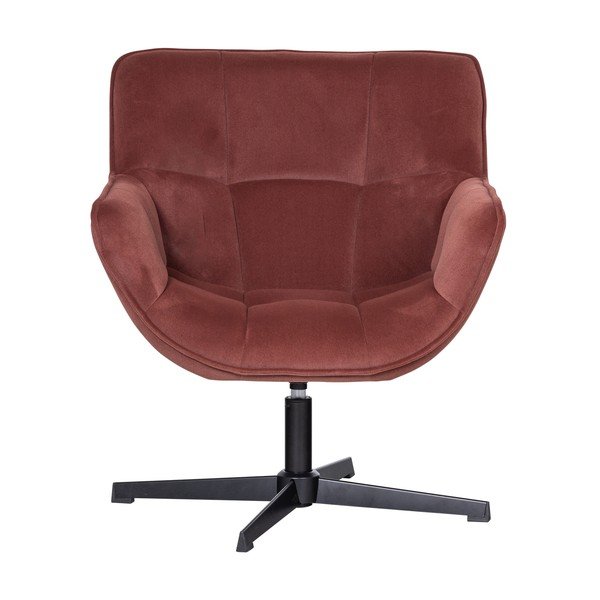 Vrtljiv žameten fotelj v barvi terakote Wibo – WOOOD-image-2