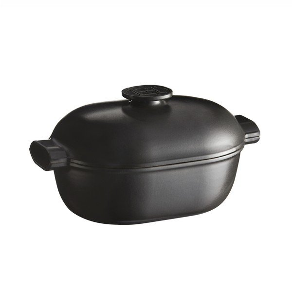 Črni ovalni lonec s pokrovom Emile Henry Delight, 4 l