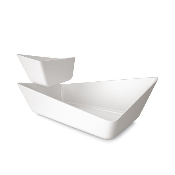 Dvojna posoda za serviranje Chip+Dip Bowl, bela-image-1