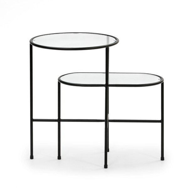 Črna stranska mizica s stekleno ploščo Teulat Nix-image-2