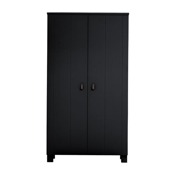 Črna garderobna omara iz masivnega bora 111x202 cm Ties – WOOOD