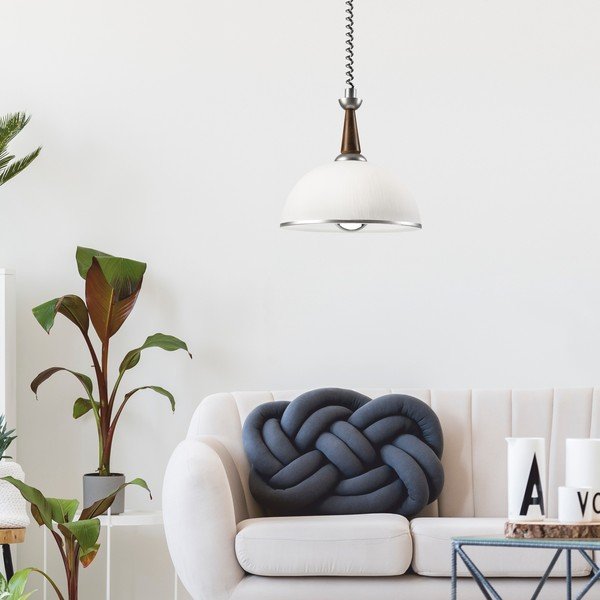 Viseča svetilka v srebrni in temno rjavi barvi s steklenim senčilom ø 30 cm Ciara – LAMKUR-image-1