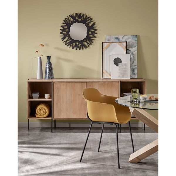 Jedilna miza iz hrastovega lesa s stekleno ploščo Kave Home Nori, ø 120 cm-image-2