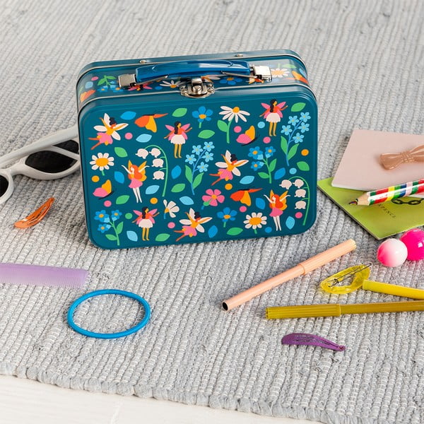 Temno moder kovinski otroški kovček 19x8x17 cm Fairies in the Garden – Rex London-image-1