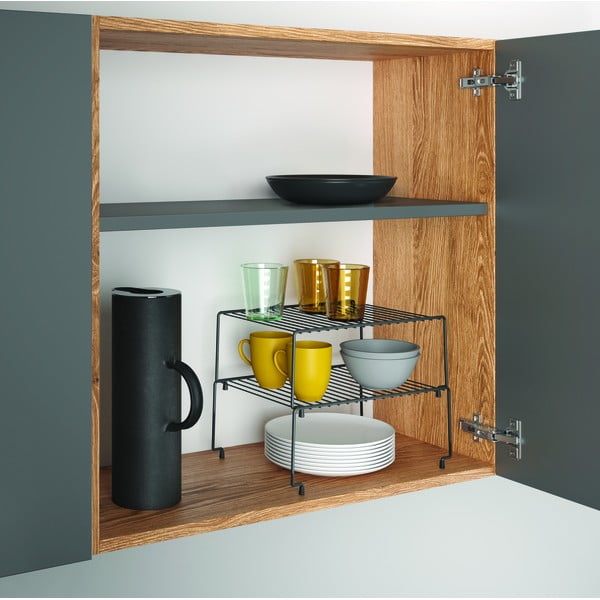 Komplet 2 črnih dodatnih polic za kuhinjo Metaltex Brooklyn Lava-image-1