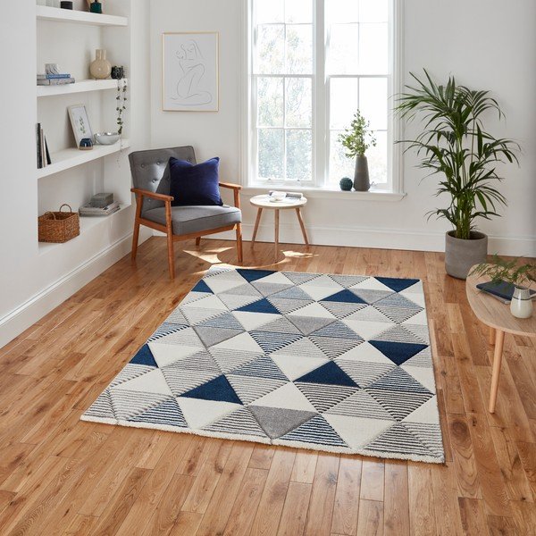 Modro-siva preproga Think Rugs Brooklyn Geo, 120 x 170 cm-image-1