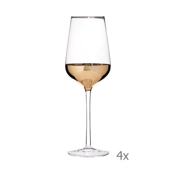 Komplet 4 kozarcev za vino z detajli v zlati barvi Premier Housewares Horizon