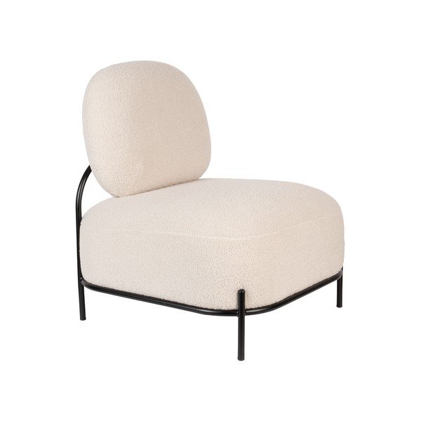 Kremno bel fotelj iz tkanine bouclé Polly – White Label