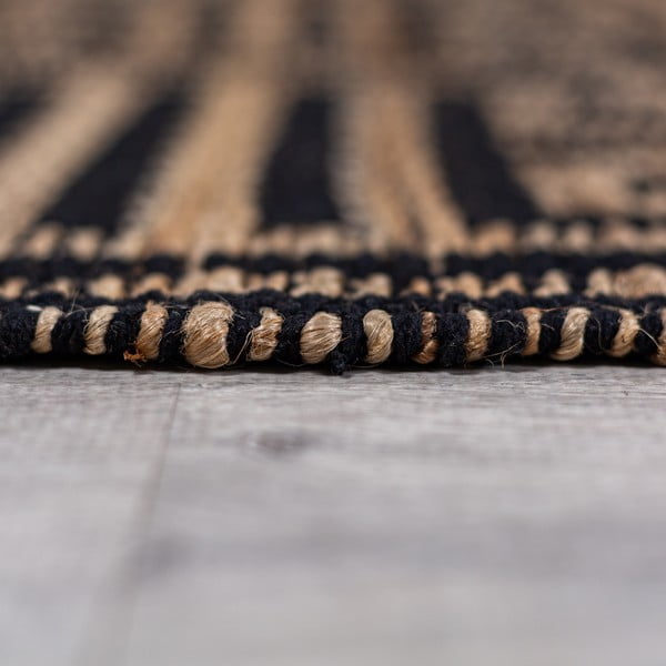 Ročno tkana preproga iz mešanice jute v črni in naravni barvi 120x170 cm Meander Jute – Flair Rugs-image-4