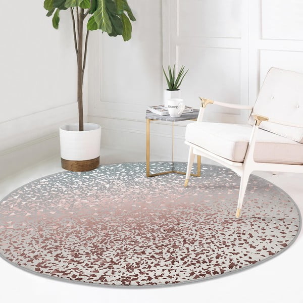 Pralna okrogla preproga v sivi in bakreni barvi primerna za robotski sesalnik ø 100 cm Comfort – Mila Home-image-4