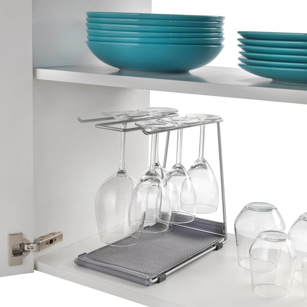 Jekleno držalo za kozarce v srebrni barvi Calix – Metaltex-image-3