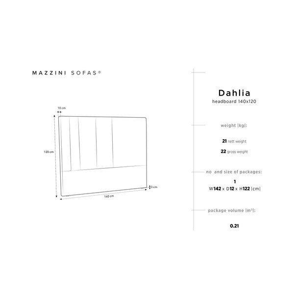 Črna vzglavna deska Mazzini Sofas Dahlia, 120 x 140 cm-image-4