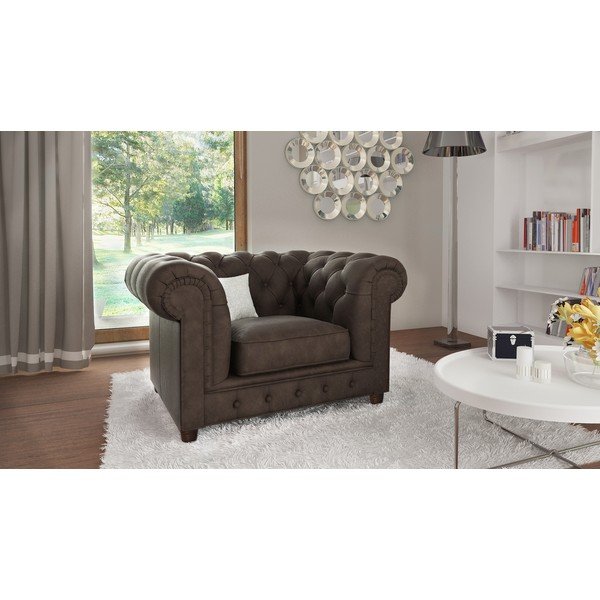 Temno rjav žameten fotelj Cambridge – Ropez-image-1