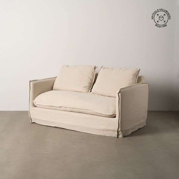 Kremno bela lanena sedežna garnitura 160 cm – Ixia-image-1