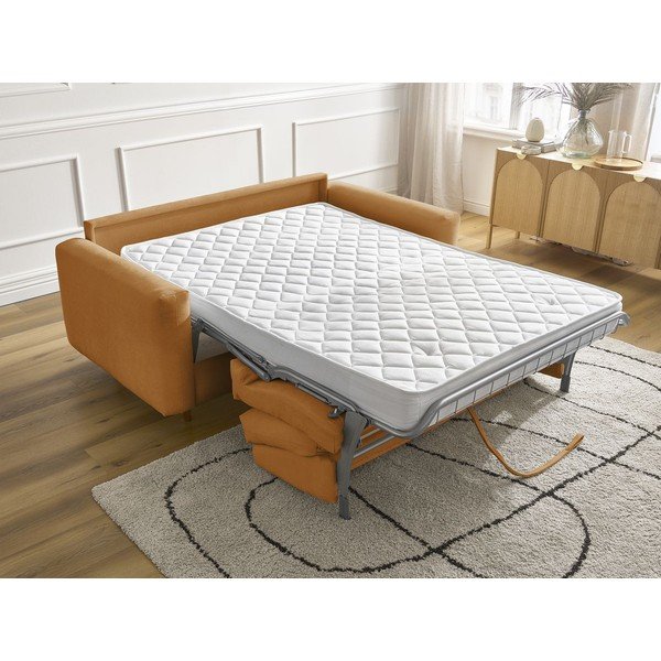 Gorčično rumena raztegljiva sedežna garnitura za spanje 220 cm Cocoone – Bobochic Paris-image-1