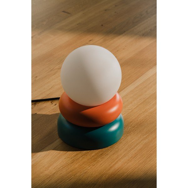 Modrozelena/oranžna namizna svetilka iz masivnega lesa s steklenim senčilom (višina 24 cm) Otem – noo.ma-image-4