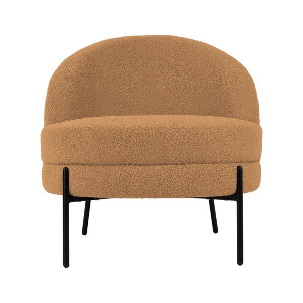 Svetlo rjav fotelj iz tkanine bouclé Noble – Leitmotiv-image-2