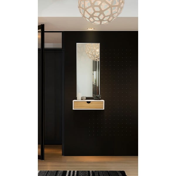 Bela nočna omarica s predalom v hrastovem dekorju Farsta - Woodman-image-1