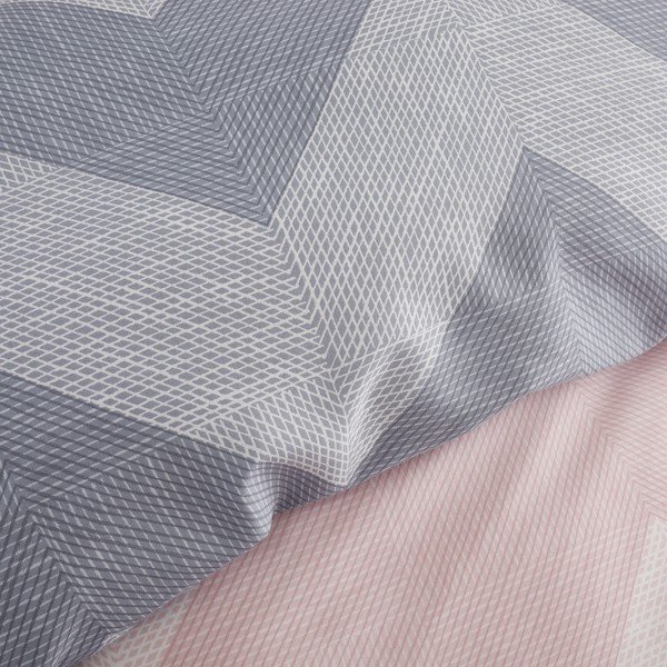 Roza-siva posteljnina 200x200 cm Chevron Geo - Catherine Lansfield-image-3