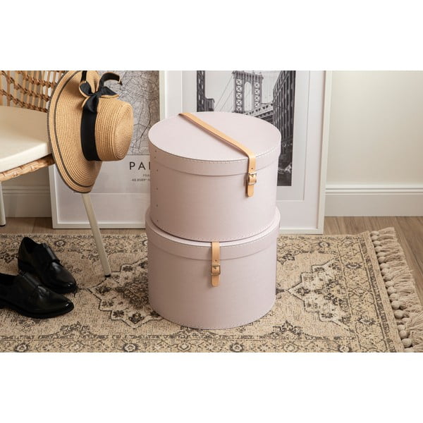 Svetlo rožnate kartonaste škatle za shranjevanje v kompletu 2 ks s pokrovom ø 37,5x25 cm Rut Restore Paper Laminate – Bigso-image-1