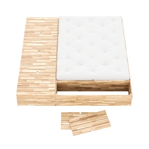 Zakonska postelja iz masivnega bora s prostorom za shranjevanje z letvenim dnom 160x200 cm v naravni barvi Basement Bed – Karup Design-image-4