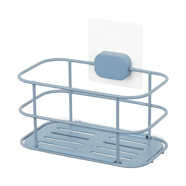 Svetlo modra kovinska kopalniška polica z namestitvijo brez vrtanja Grena – Compactor