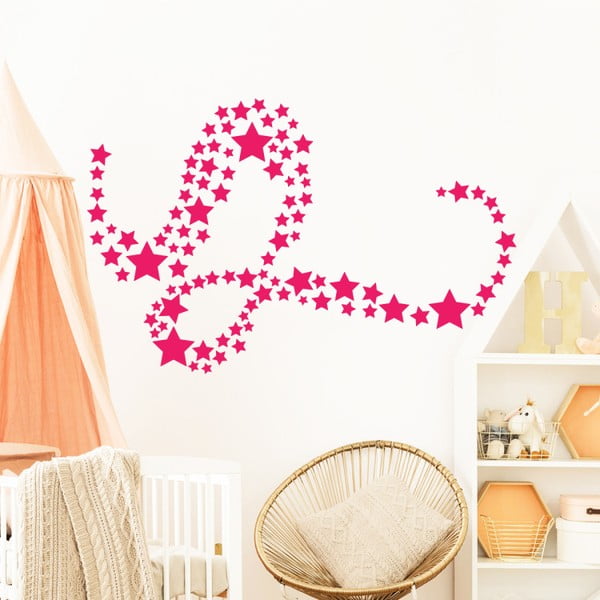Komplet 100 rožnatih otroških stenskih nalepk Ambiance Stars