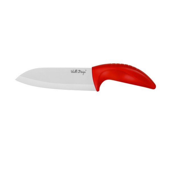 Keramični nož Santoku, 14 cm, rdeč