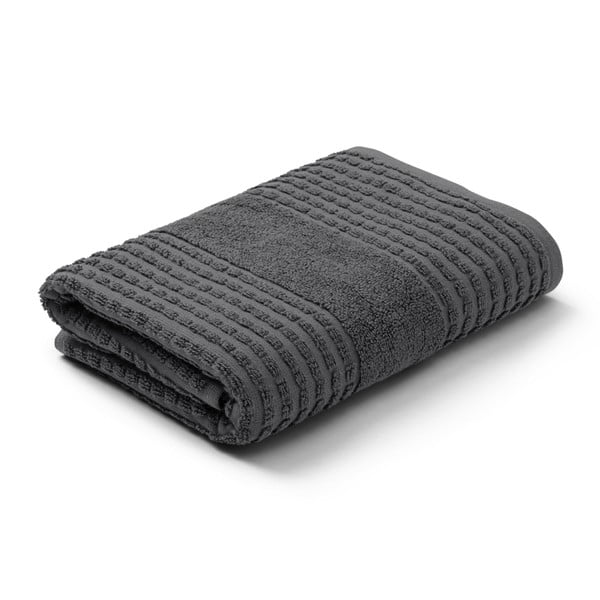 Temno siva frotirna brisača iz organskega bombaža 50x100 cm Check – JUNA-image-2