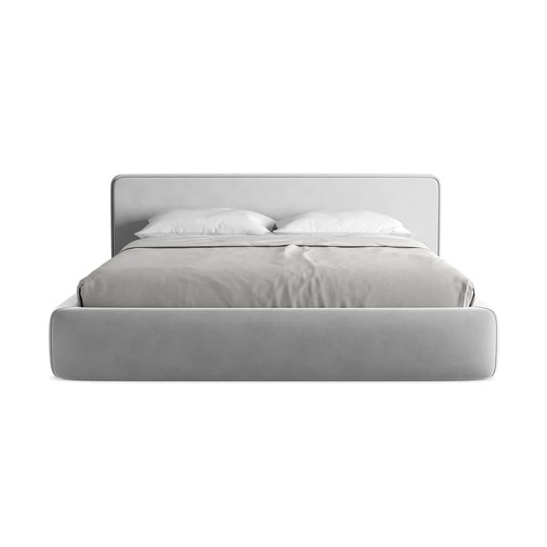 Siva oblazinjena zakonska postelja s prostorom za shranjevanje z letvenim dnom 180x200 cm Kiana – Makamii-image-4