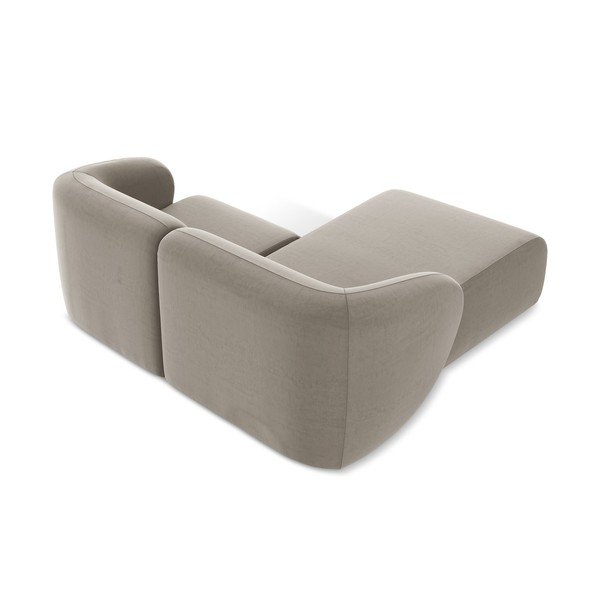 Svetlo rjava žametna kotna sedežna garnitura (levi kot/z ležalnikom) Lani – Makamii-image-3