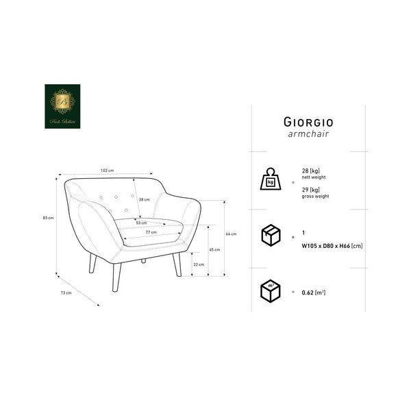 Zelen fotelj Mazzini Sofas Amelie-image-2