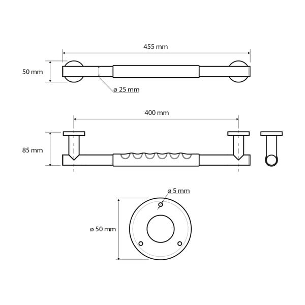 Stenski varnostni ročaj iz nerjavečega jekla 45,5 cm – Sapho-image-1