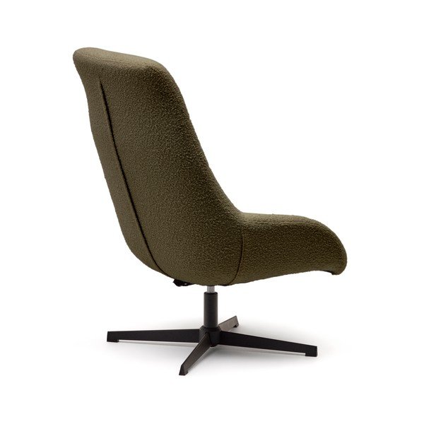 Temno zelen fotelj iz tkanine bouclé Celida – Kave Home-image-2