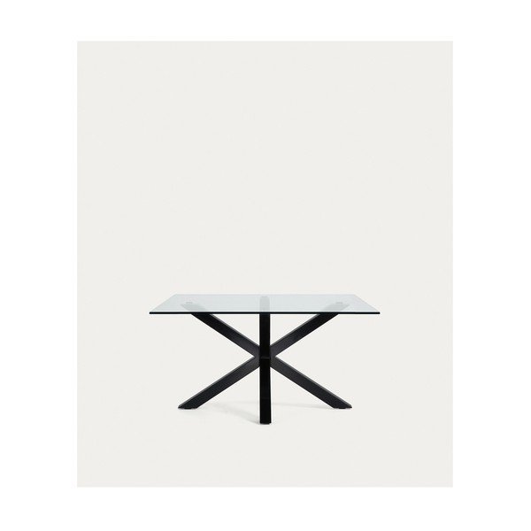 Črna klubska mizica s stekleno mizno ploščo 70x130 cm Argo – Kave Home-image-4