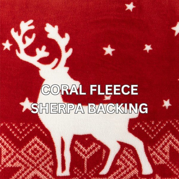 Rdeča odeja z božičnim motivom iz sherpa flisa 130x150 cm – Tiseco Home Studio-image-4