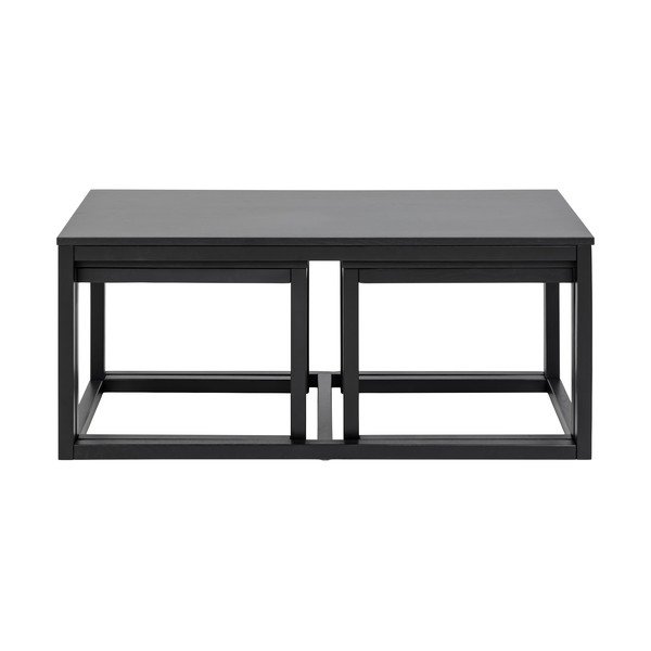 Črne mizice v kompletu 3 ks z mizno ploščo v hrastovem dekorju 60x120 cm Cornus – Actona-image-3