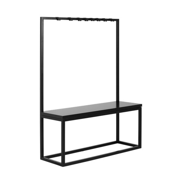 Črn obešalnik za plašče s klopjo CustomForm Next širina 120 cm